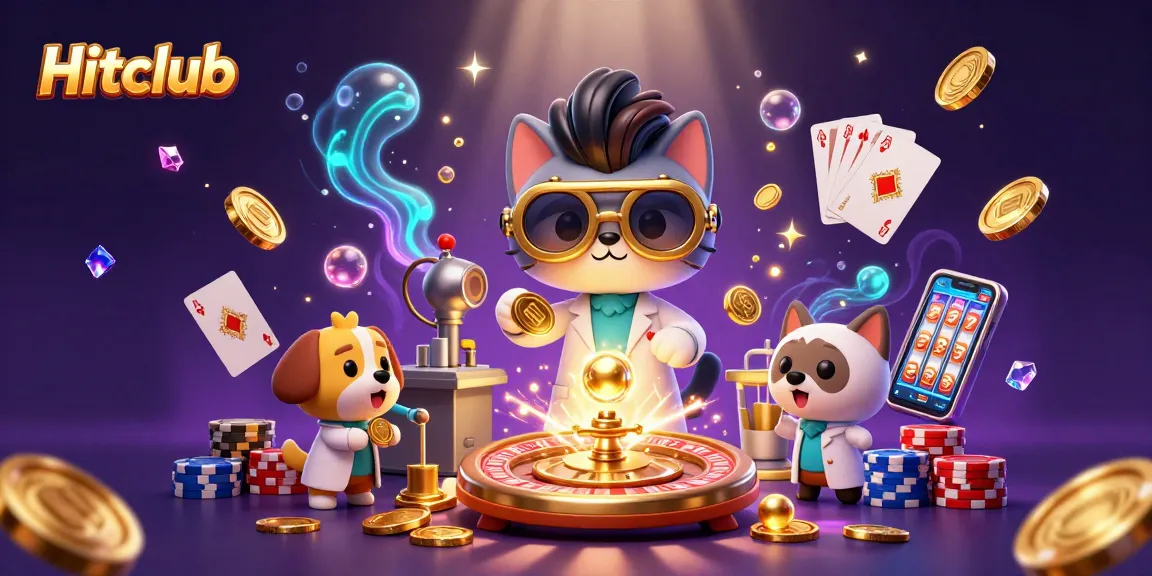 Hitclub offers vibrant gameplay featuring golden coins, roulette, and poker in an exciting 3D scene.