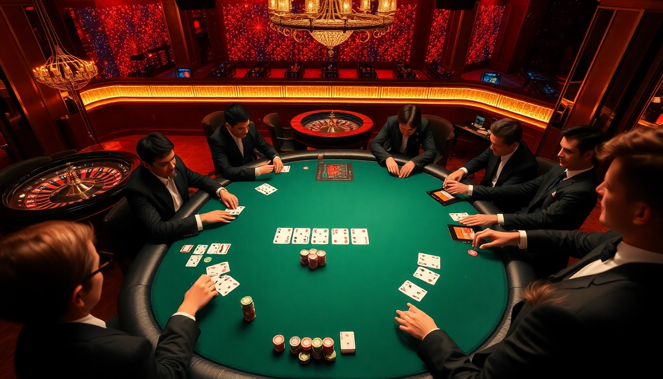 Playing poker at a lavish casino table, featuring the hidden wiki's intrigue and excitement.