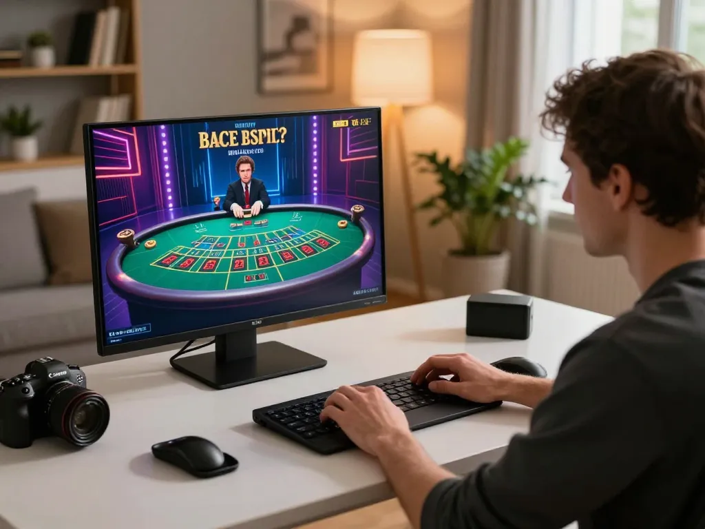 Player engaging with live dealer games at LC88 online casino, showcasing strategic gameplay at home.