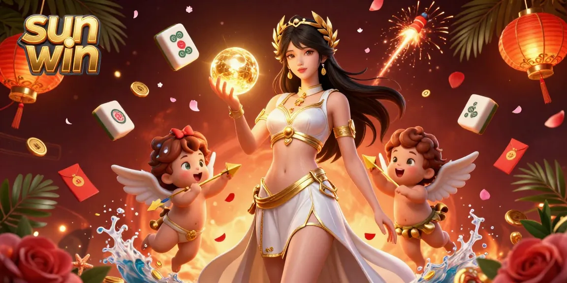 Experience the thrill of sun win with vibrant characters and exciting casino elements in this dynamic illustration.