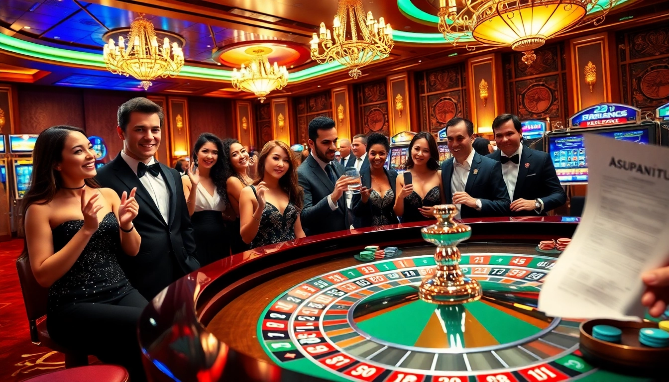 Experience the thrill of asupanjitu at a luxurious casino featuring roulette and colorful chips.
