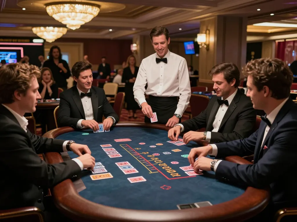 Experience high-stakes blackjack action at https://ymm88.cyou/ with elegant players and a professional dealer in a lively casino