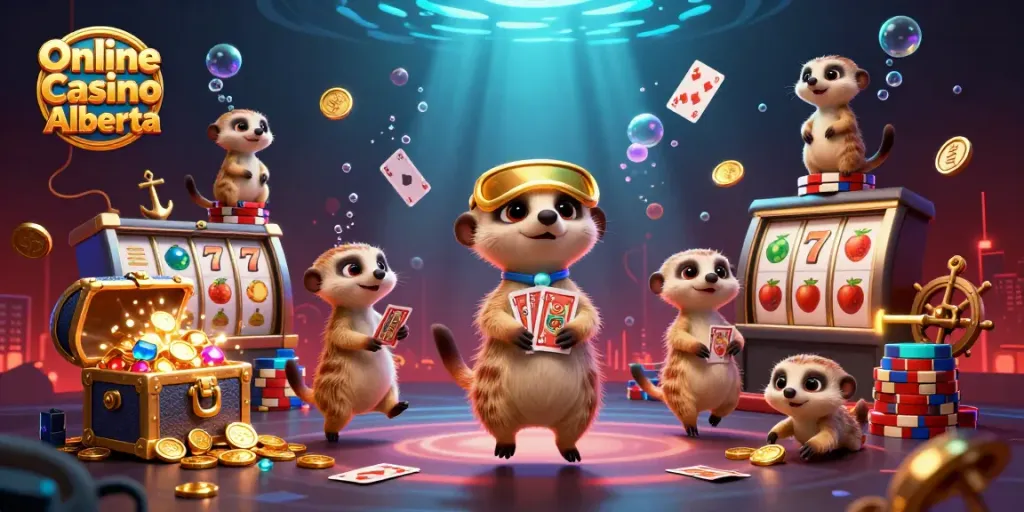 Engage with exciting gaming at Online Casino Alberta featuring a lively meerkat casino scene.