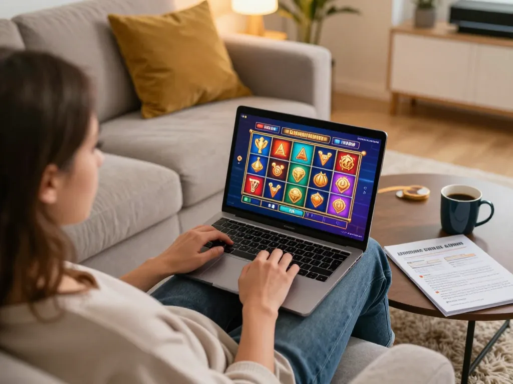 Player enjoying online gameplay at casinos that accept credit cards in a cozy home atmosphere