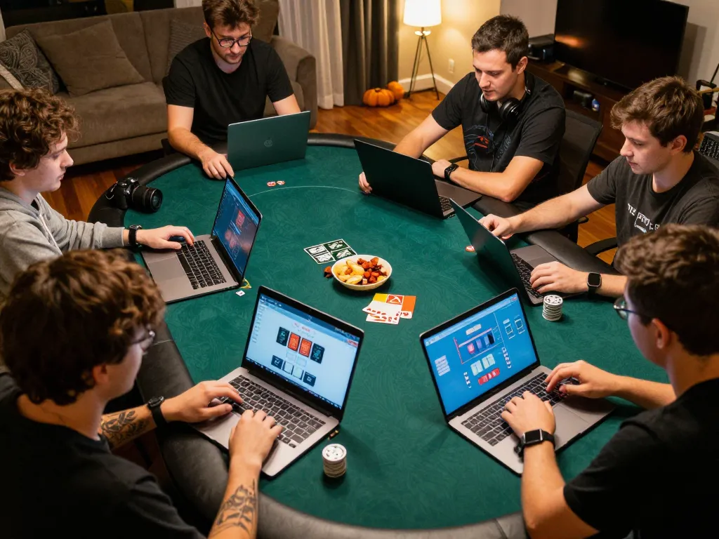 Pemain yang bersaing dalam permainan poker online BIOSKOP69, menunjukkan strategi dan kegembiraan dalam suasana rumah