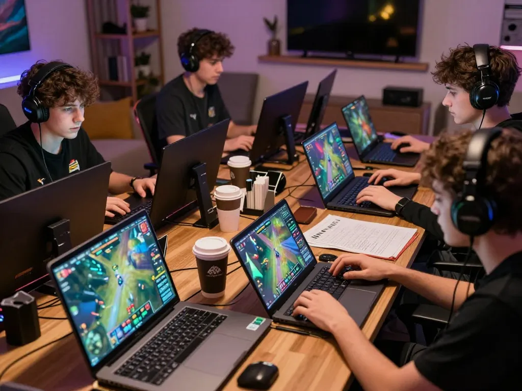 MPO08 players engaged in an intense online gaming competition, showcasing strategy and focus