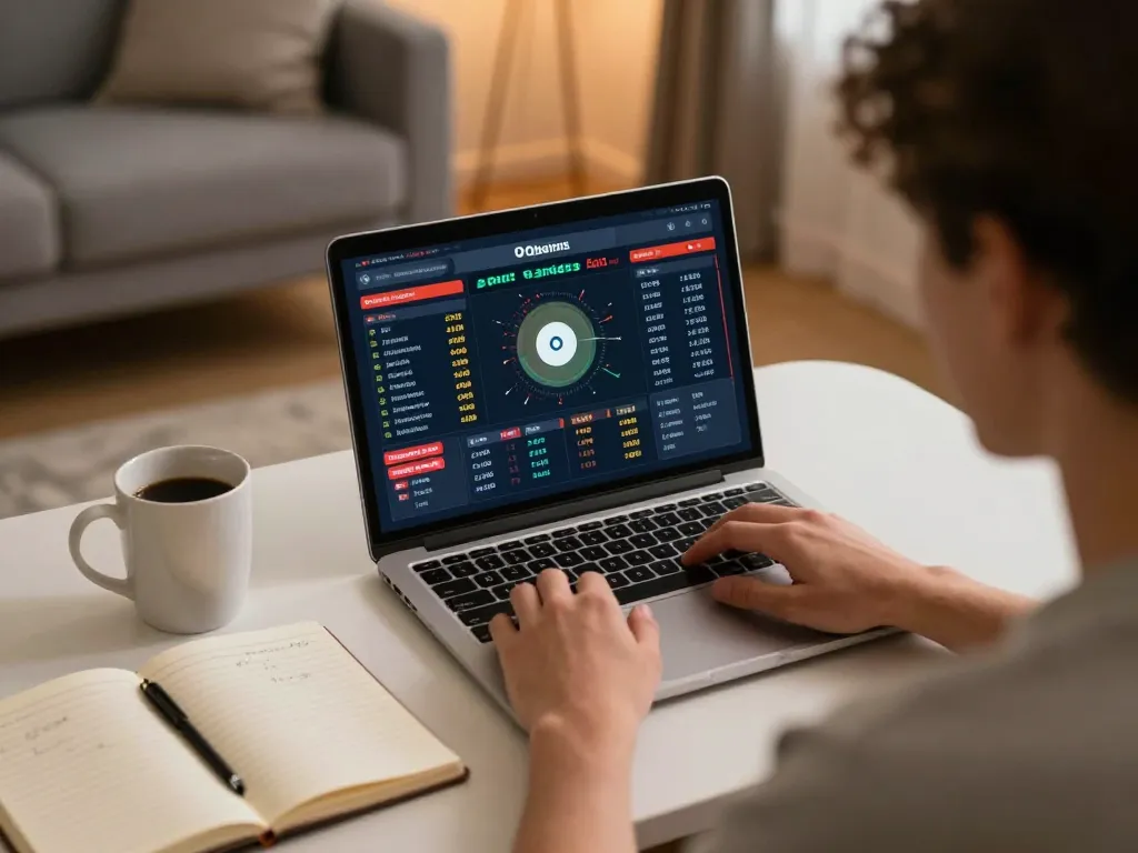 Engaging in sports betting on cacuocbongda website from a cozy home setting, showcasing the thrill of online gambling.