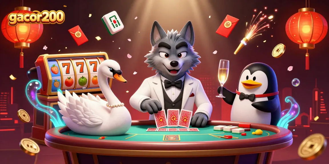 Engage in thrilling baccarat action with gacor200's vibrant casino scene and lively characters.