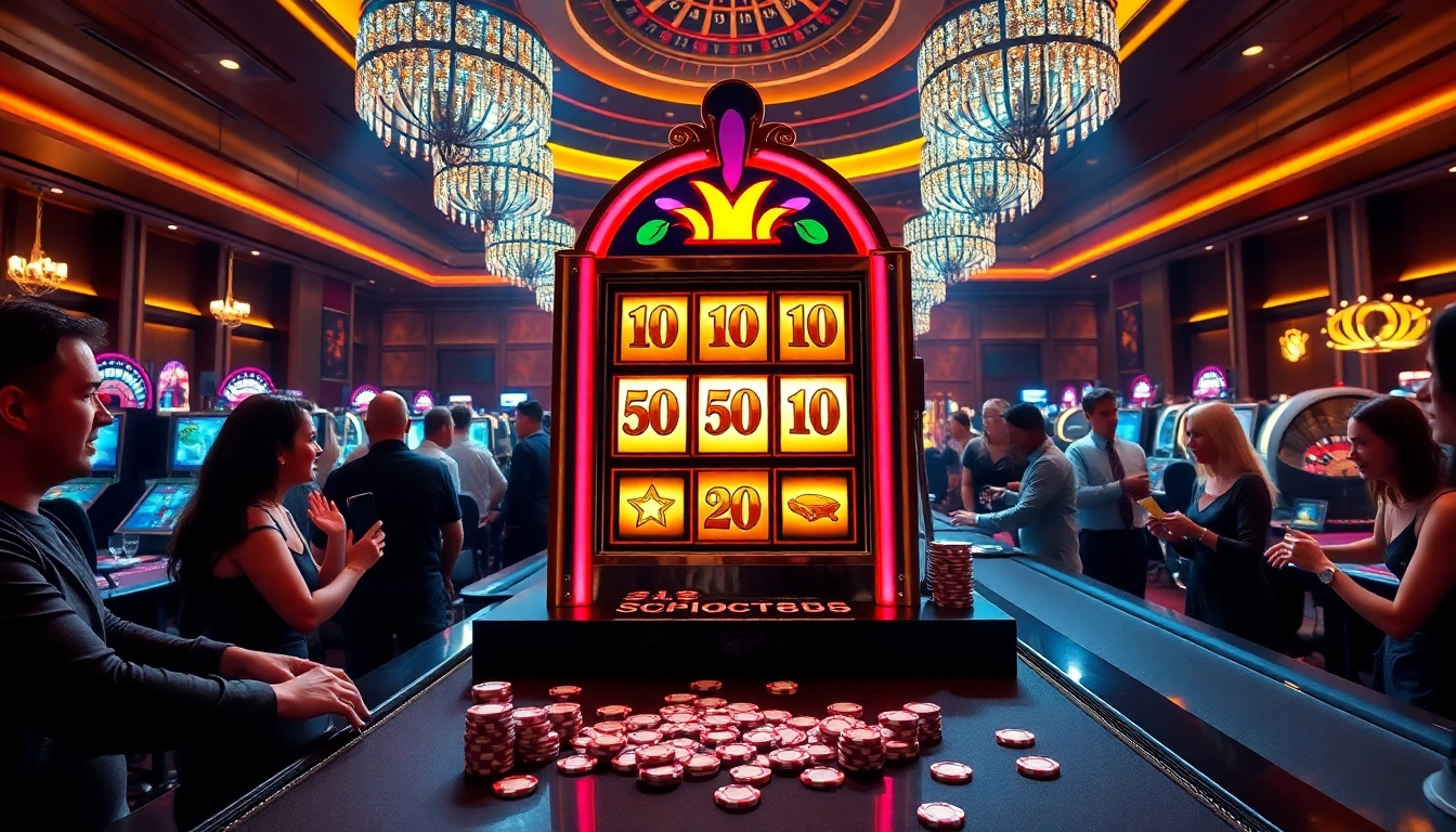 Players enjoying thrilling spins at the slot888 machine in a vibrant casino setting.
