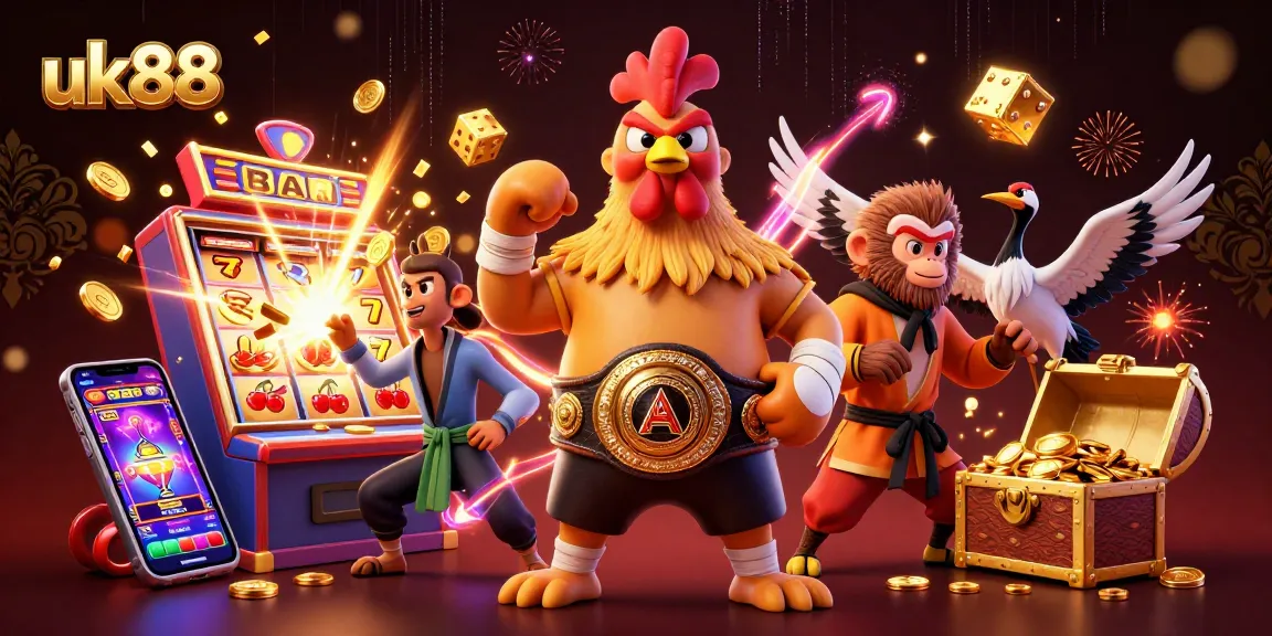 Experience thrilling action in uk88 with a vibrant 3D casino scene featuring unique characters and exciting game elements.