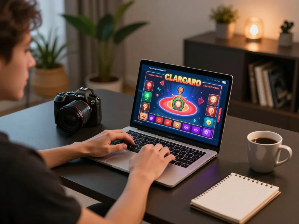 Bangsawan88gg user enjoying strategic online gaming at a stylish home office setup