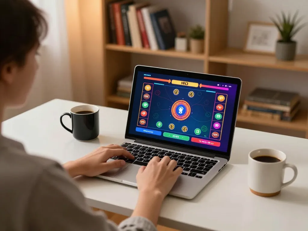 Person enjoys online poker gaming at home with nhacaiuytin strategies on screen