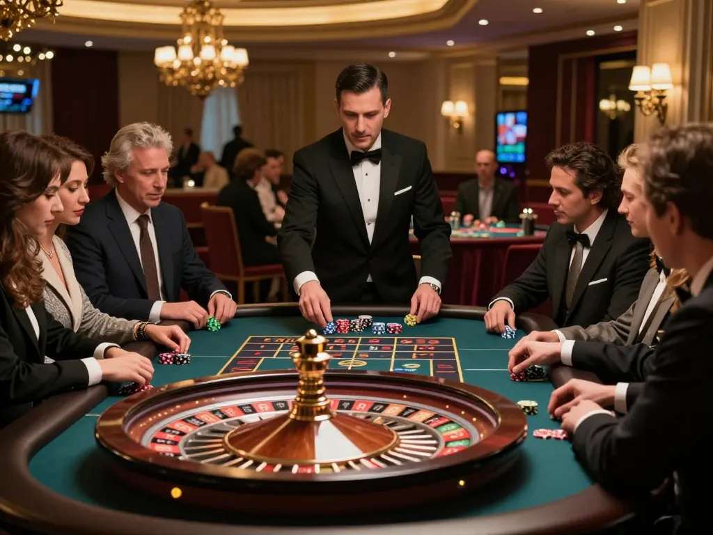 TT88 players engaging in an exciting live roulette experience at a luxury casino