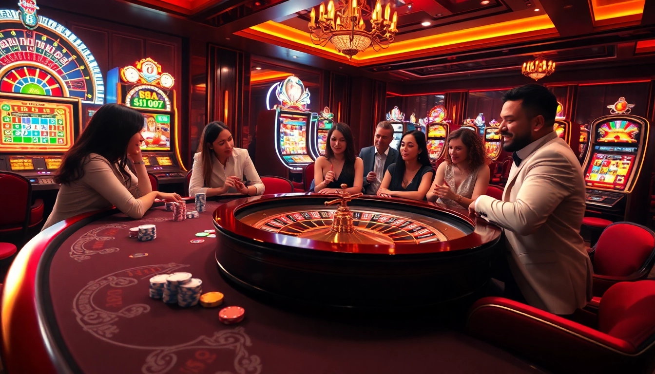 Engaged players enjoying high-stakes games in the luxurious online casino environment of 8kbet.