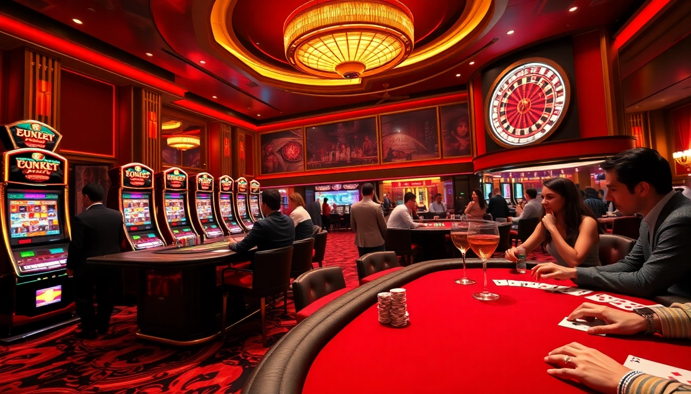 Players enjoying a thrilling game at SODO CASINO, featuring vibrant casino tables and slot machines.
