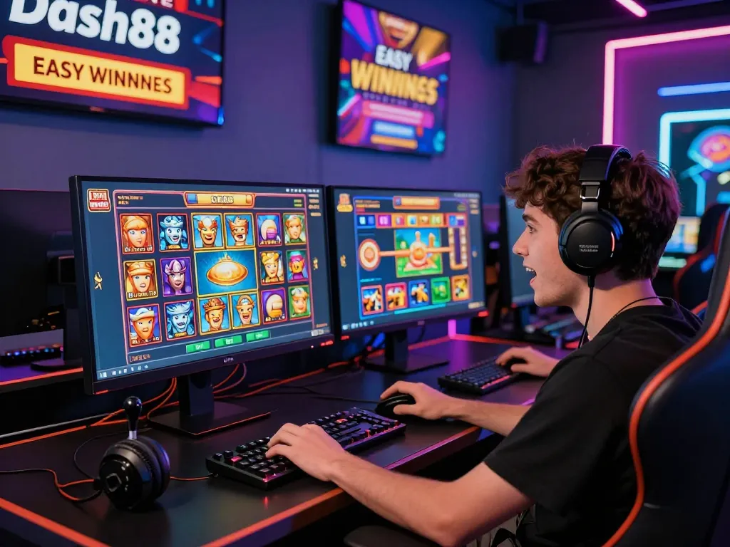 Player enjoying Dash88 online slots in a vibrant gaming environment with engaging graphics and promotions.