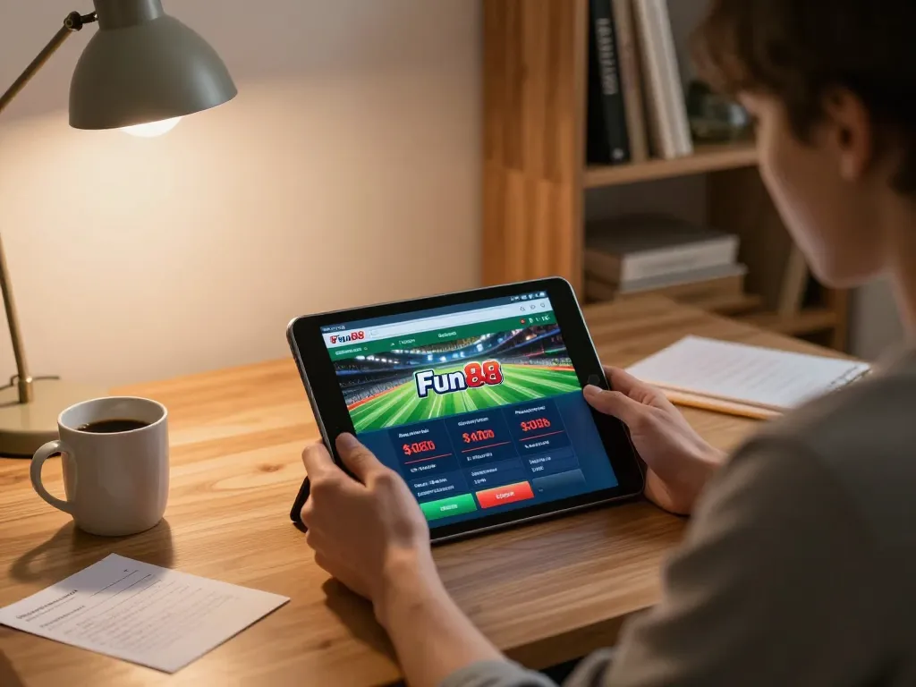 Engaging gameplay on the Fun88 app with user strategizing at home.