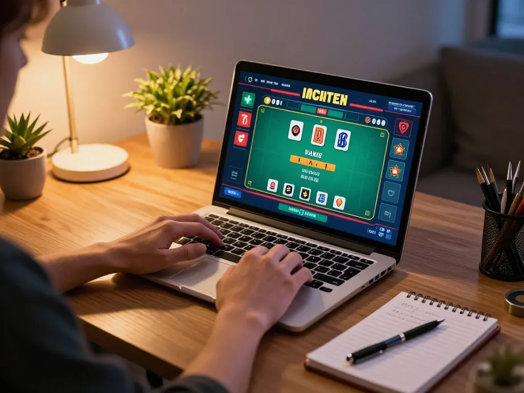 Playing live dealer blackjack online at home with link lc88 displayed on the screen.
