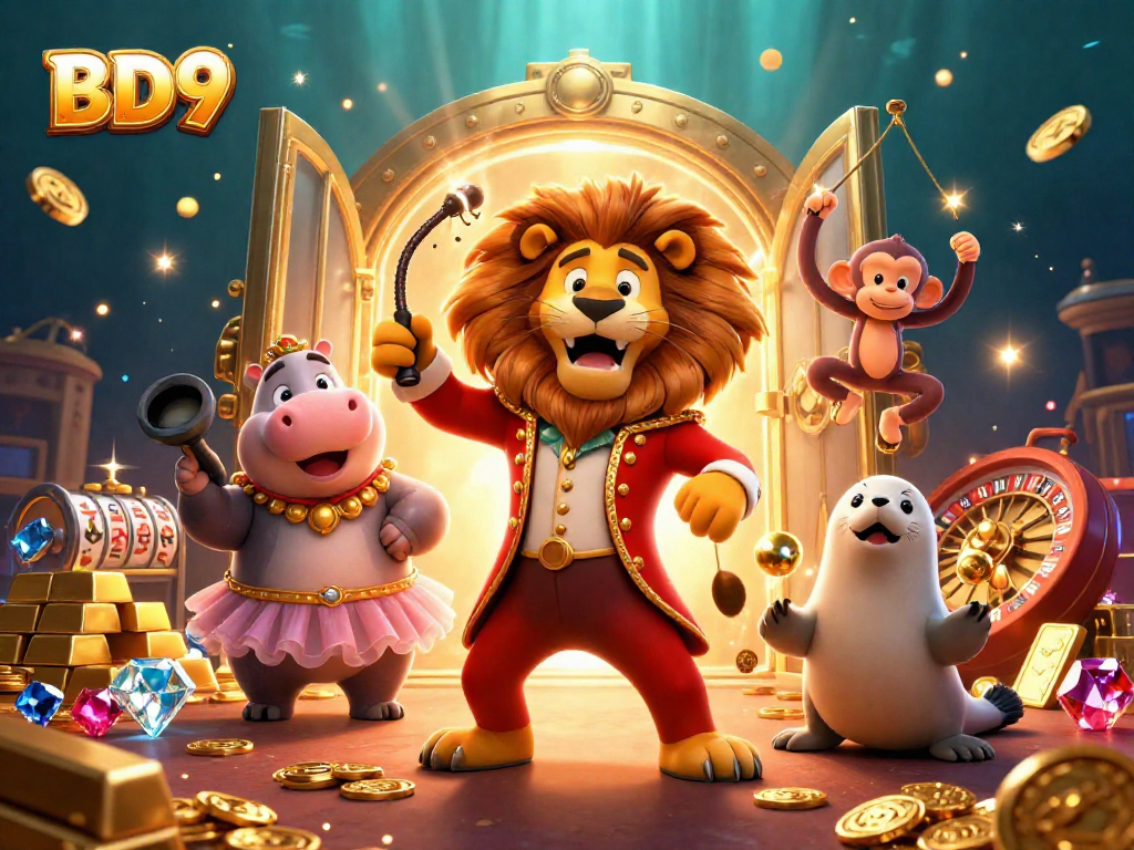Engage with BD9's thrilling atmosphere featuring a festive circus theme with casino elements, set underwater.