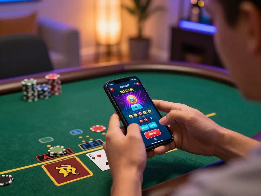 Engaging gameplay at LGOGOAL with a smartphone displaying live blackjack