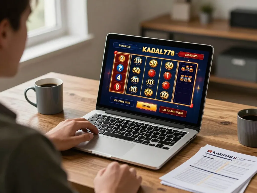 KADAL778 user engaged in strategic online casino gaming session on laptop