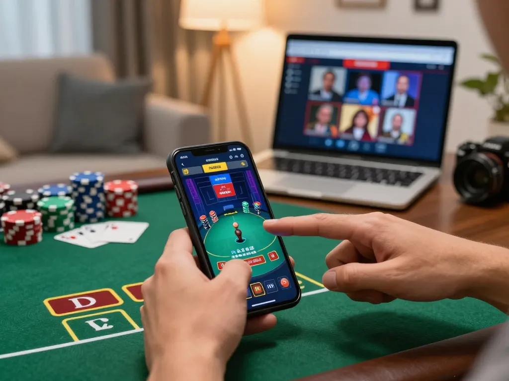 Engaged player on ligasedayu preparing bets in a live dealer online casino game.