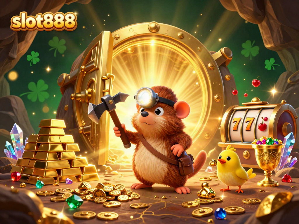 Slot888 menawarkan petualangan menarik dengan karakter penambang kaya dan cahaya kilau di dunia perjudian.