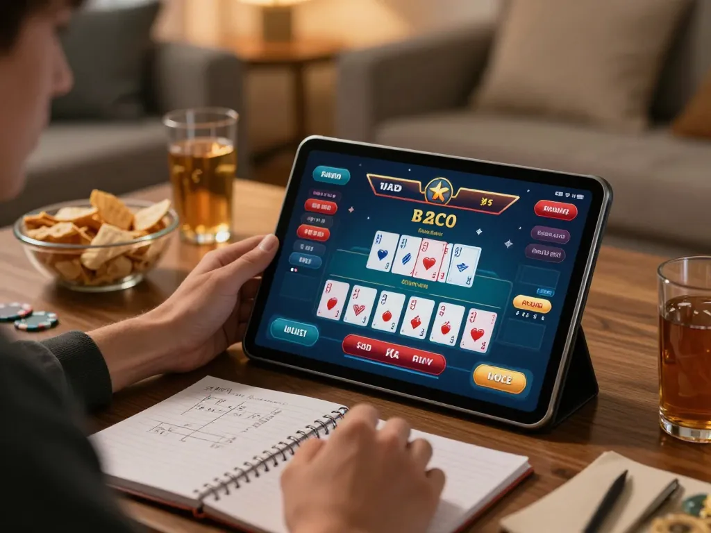 Player enhancing skills at RR88 live baccarat game on tablet, demonstrating online gaming strategy.