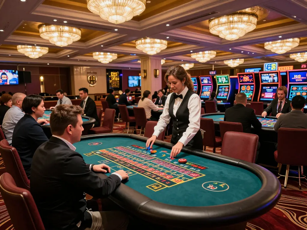The thrilling atmosphere at NK88 casino as players engage at roulette tables, showcasing excitement in gambling
