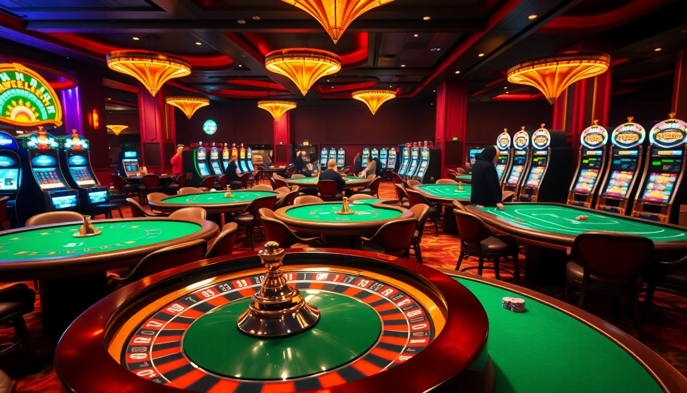 Experience the excitement at Go 99's luxurious casino with vibrant gaming tables and spinning slots.