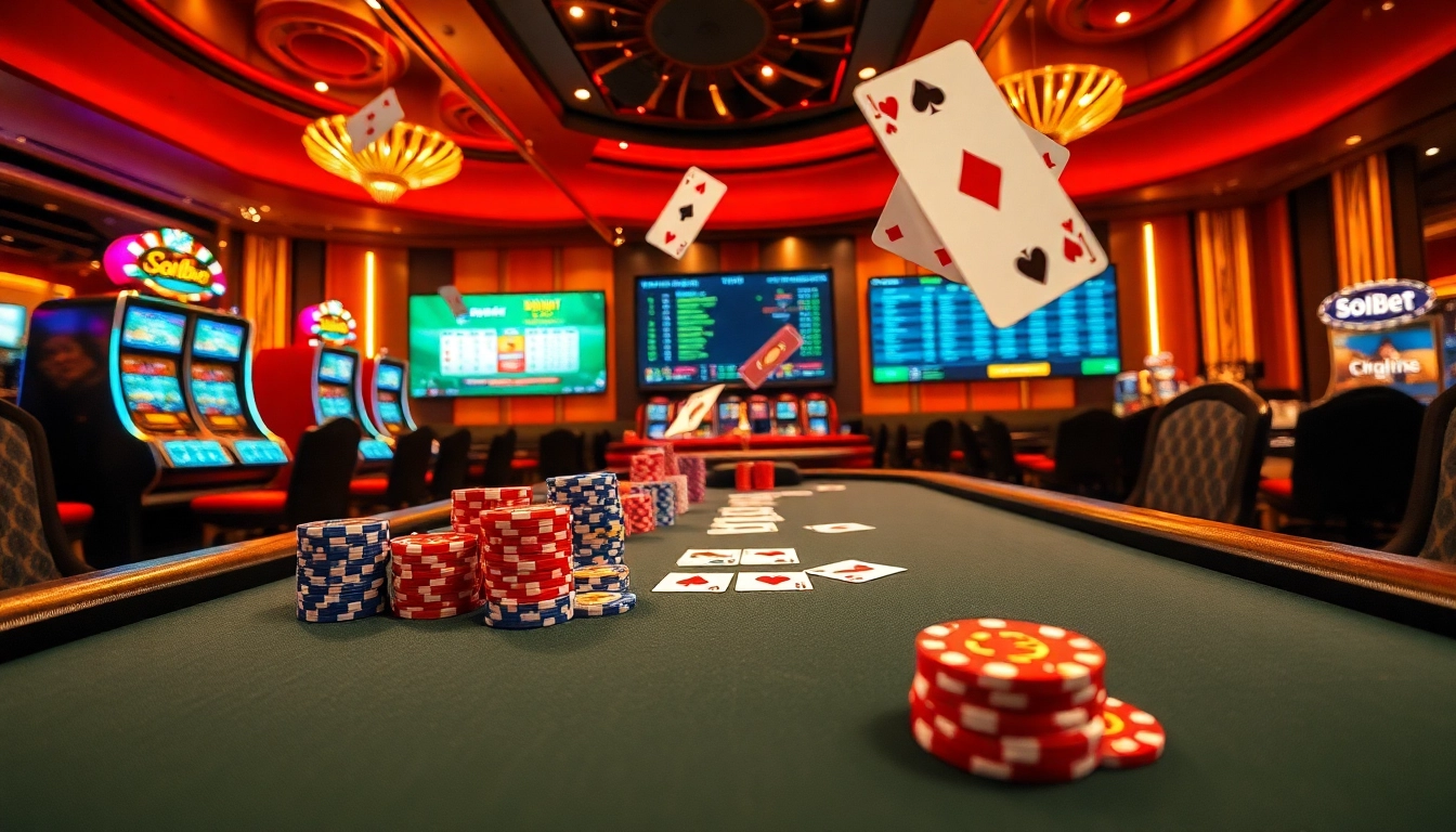 Engage with the latest ทางเข้า soibet ล่าสุด at a luxury casino scene featuring poker players and high-stakes action.