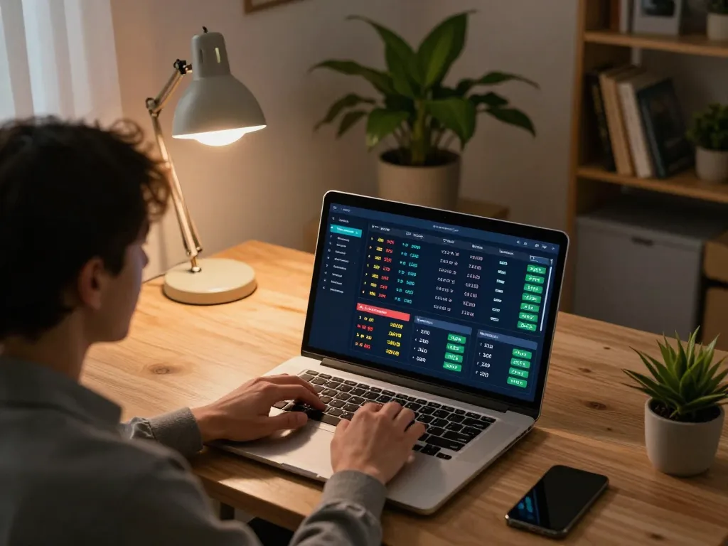Engaging in online sports betting on goal123 ac with live odds interface displayed on laptop screen.