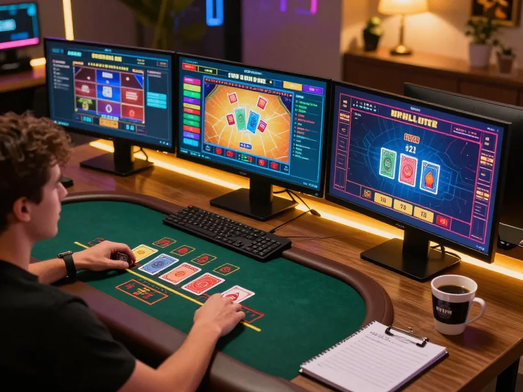 Engaging in live dealer blackjack on 33WIN COM with a focused gaming setup