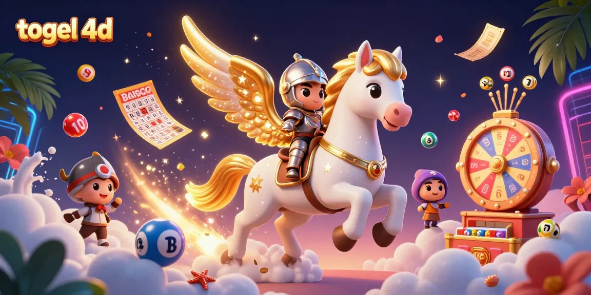Engage in thrilling togel 4d adventures with a celestial horse and lottery elements in vibrant action.