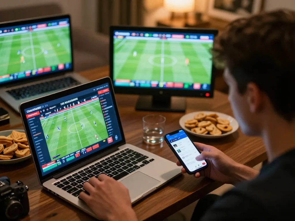 Cakhiatv sports betting action with live match analysis and betting odds on screens at home