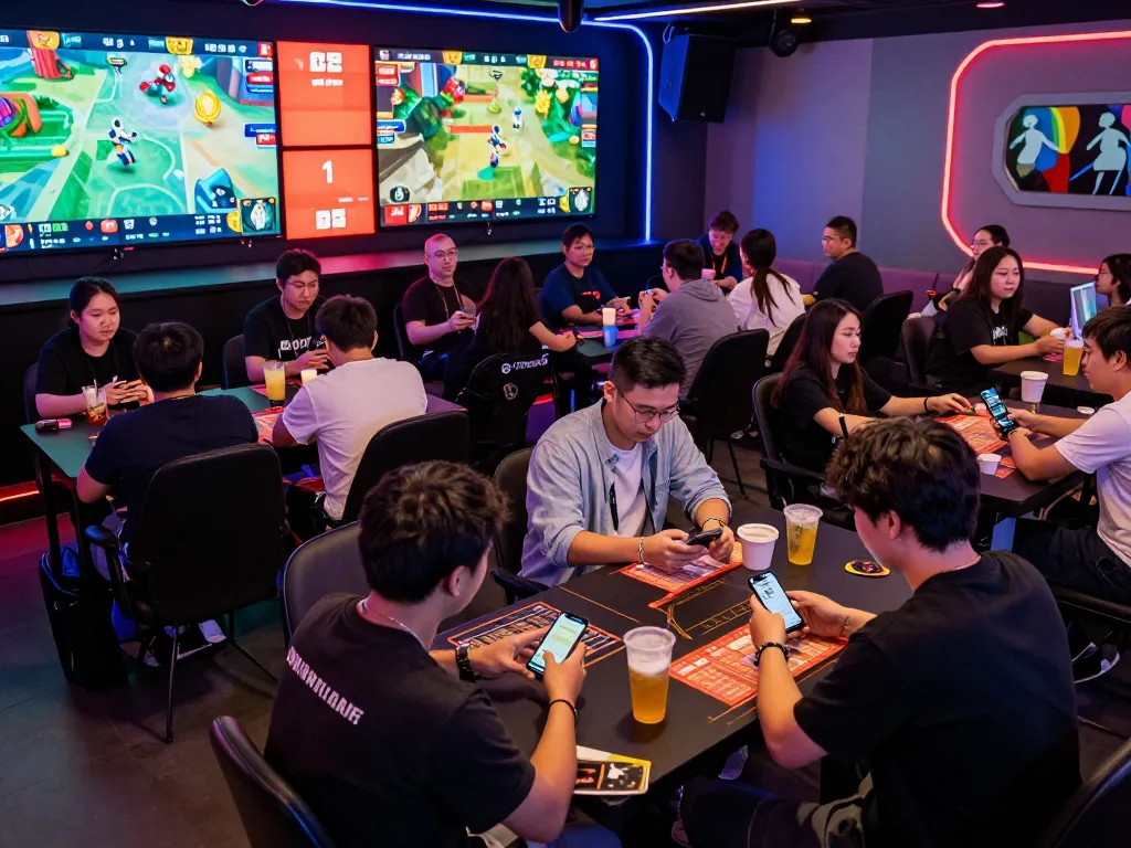 Engaged audience at TR88 casino placing esports bets during a live event, showcasing strategic gaming vibes.
