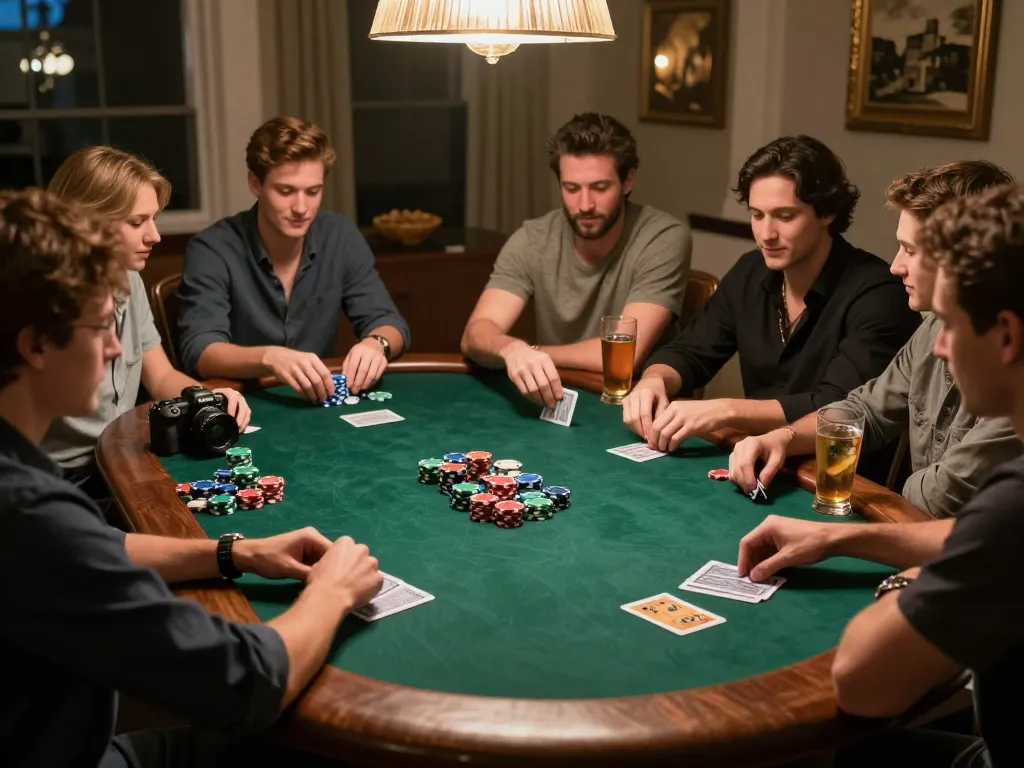 Participants enjoying a strategic poker night while engaging with nhacaiuytin gambling tips at home.