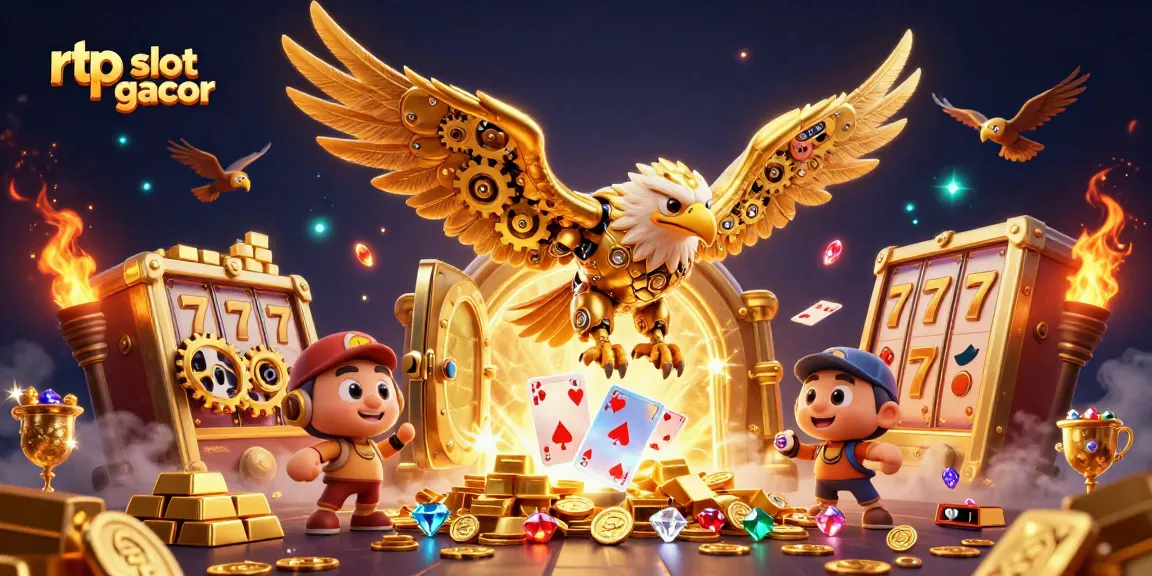 Experience rtp slot gacor excitement with a golden eagle and holographic gaming elements.