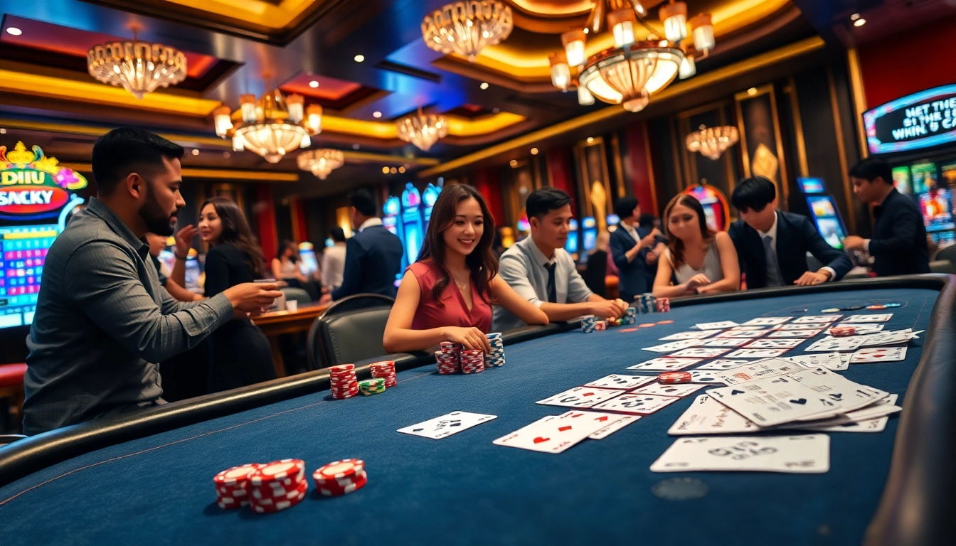 Kết quả xổ số displayed interactively, showcasing vibrant casino elements like poker chips and cards.