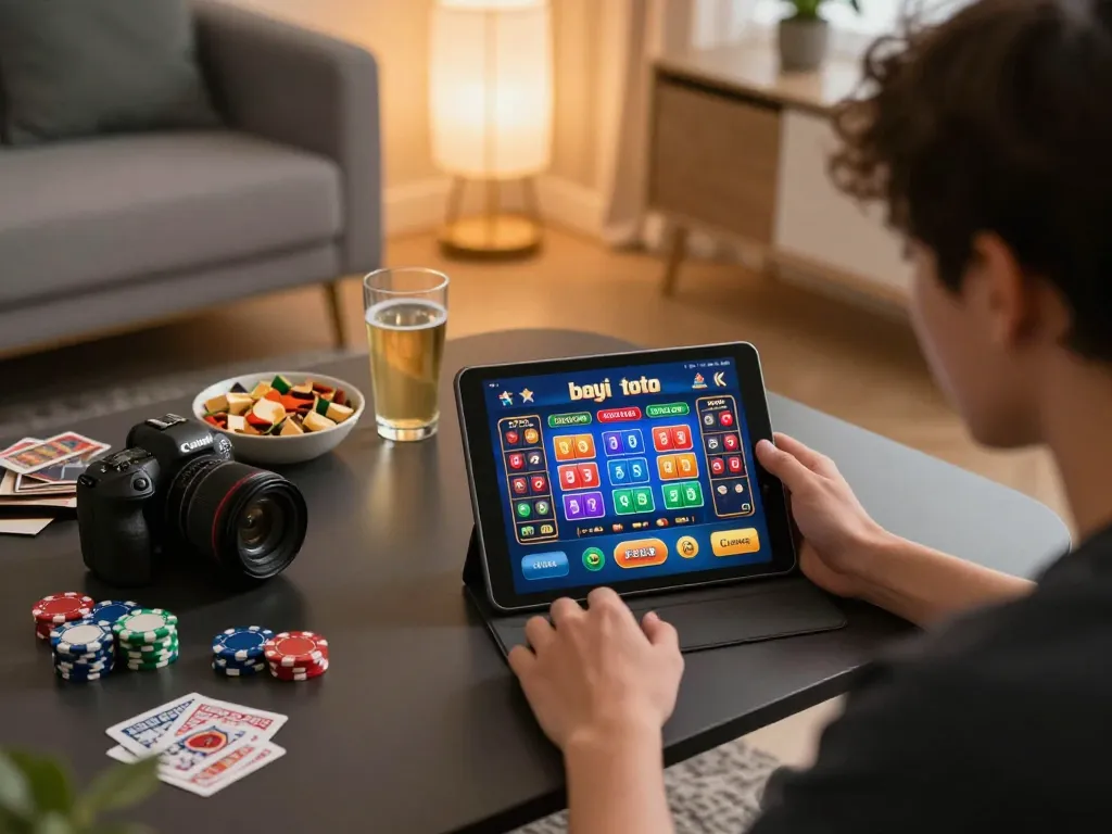Sesi menarik perjudian bayi toto online saat seorang pemain menjelajahi aplikasi kasino yang mengasyikkan dengan makanan ringan yang ditampilkan