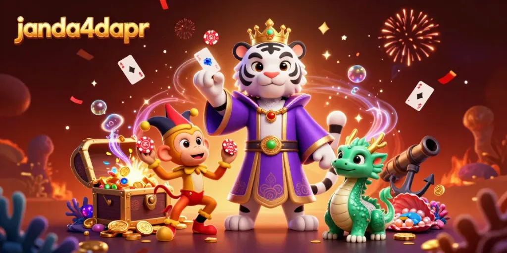 Menangkan keseruan bermain di janda4dapr dengan singa putih dan monyet emas dalam suasana ceria.