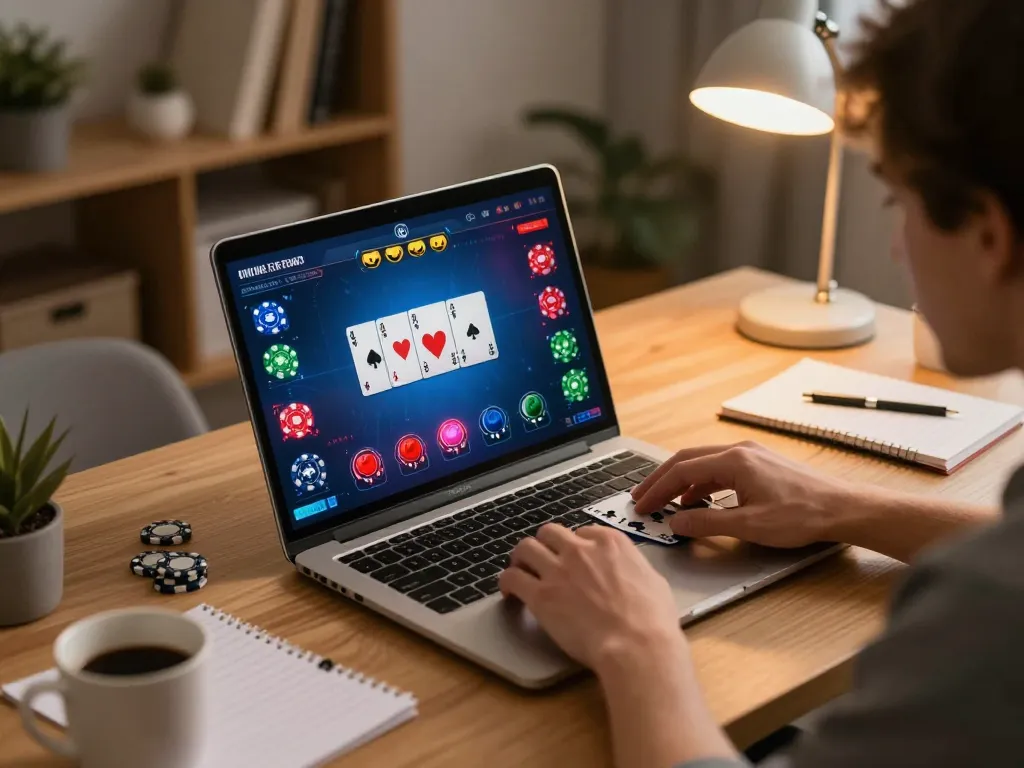 Engaging home poker game session highlighting non gamstop casinos with vibrant interface and strategic notes
