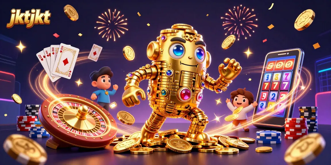 Menangkan hadiah menarik di jktjkt dengan simbol slot dan koin emas berterbangan.