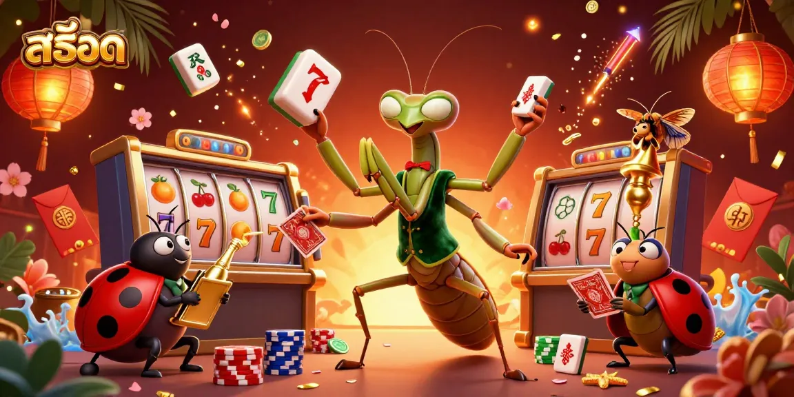 Engaging 3D illustration of a casino scene with สล็อต elements, showcasing meticulous card dealing and festive fireworks.