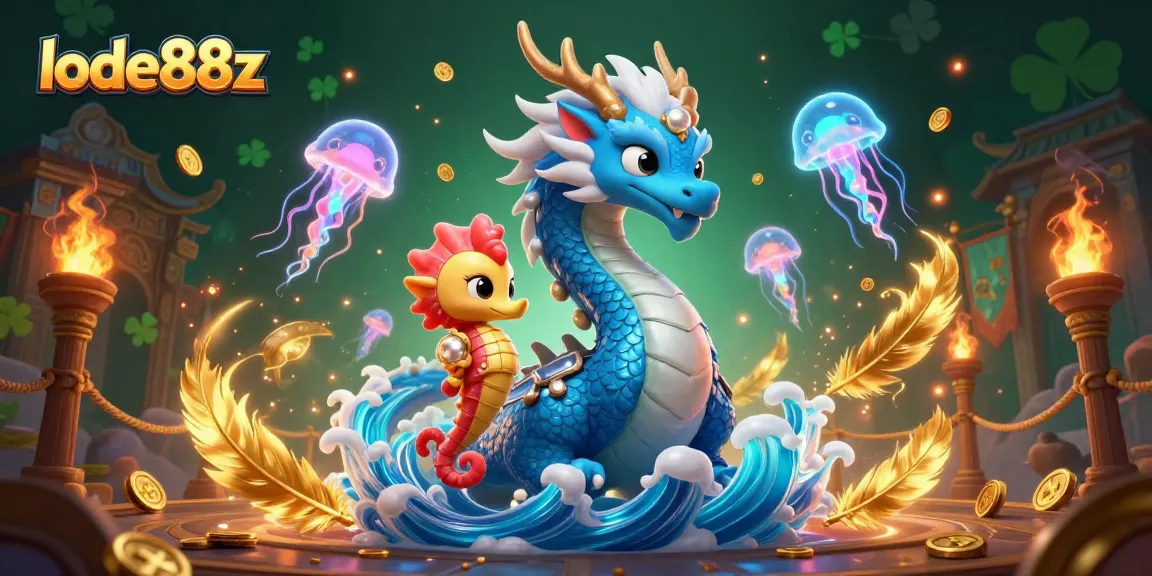 Engage in thrilling gaming with lode88z featuring dragons, knights, and glowing jellyfish in a casino scene.