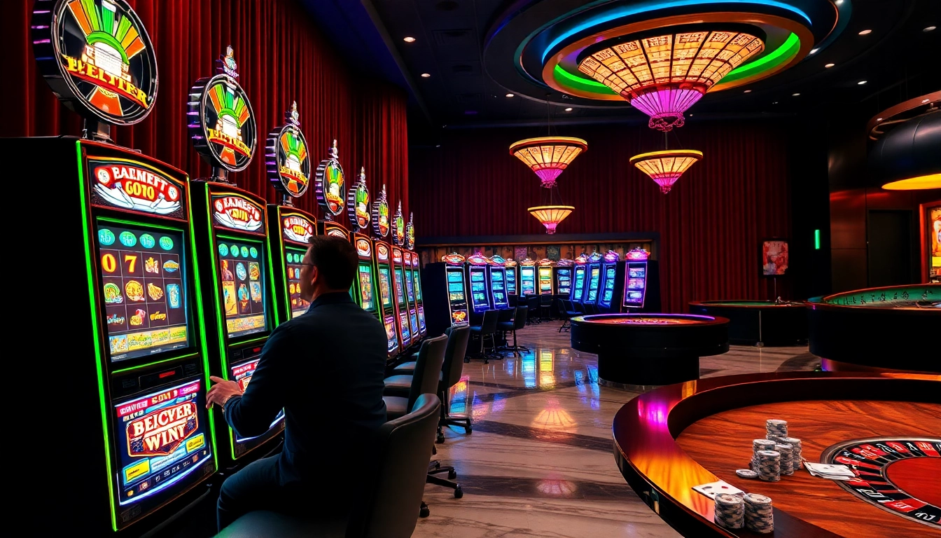 Engaging slot online scene with vibrant machines and gambling elements.