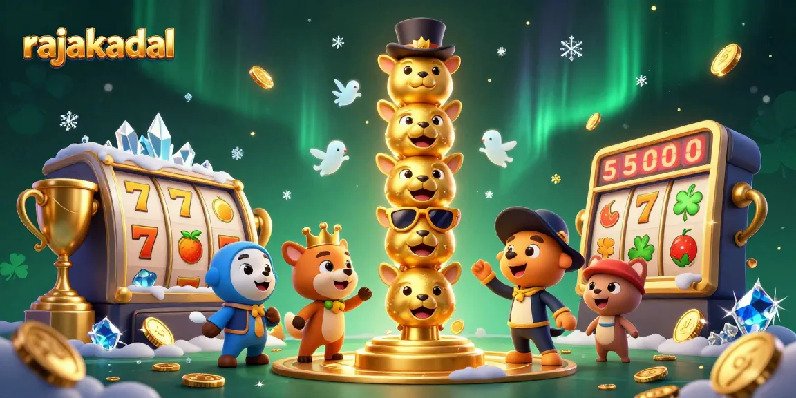 Permainan slot online di rajakadal dengan variasi simbol keberuntungan dan totem emas yang memukau.