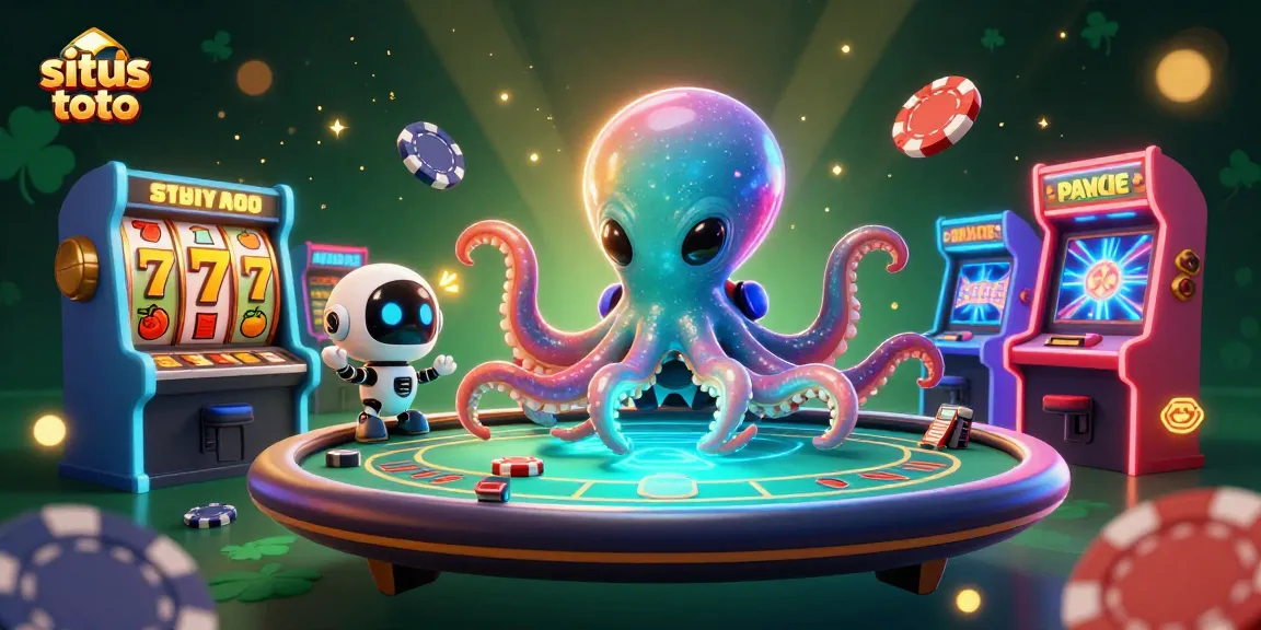 Engage in thrilling situs toto gameplay with alien characters at a colorful casino.