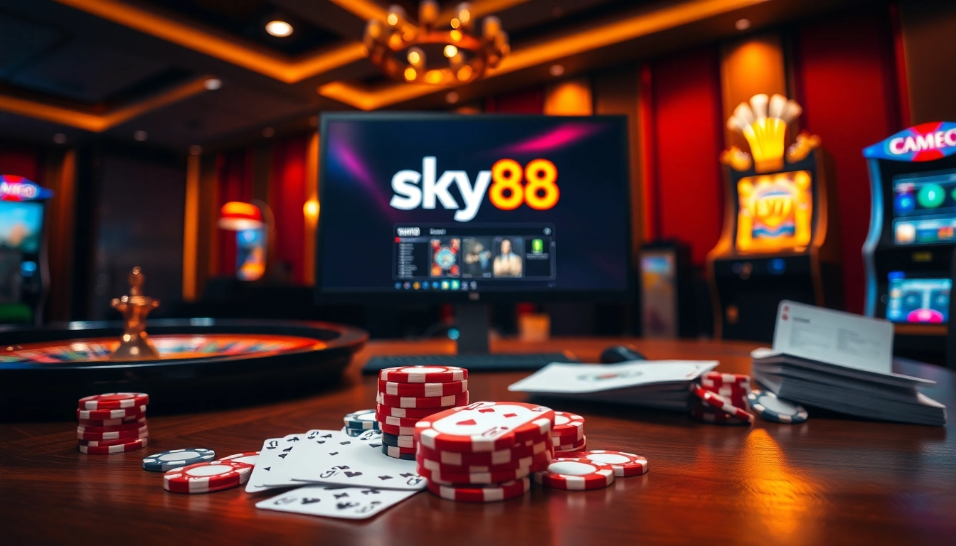 Experience the thrills at nhà cái sky88 with vibrant poker chips and dynamic betting interfaces.