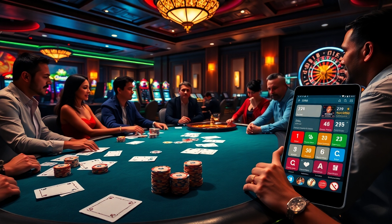 The bdtk1 app enhances the luxury casino experience at a vibrant poker table, showcasing colorful chips and cards.